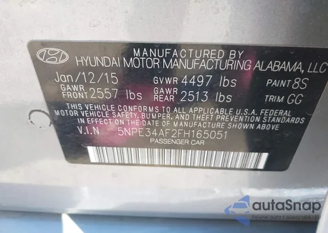 2015 Hyundai Sonata Limited из США, поврежденный, VIN 5NPE34AF2FH165051